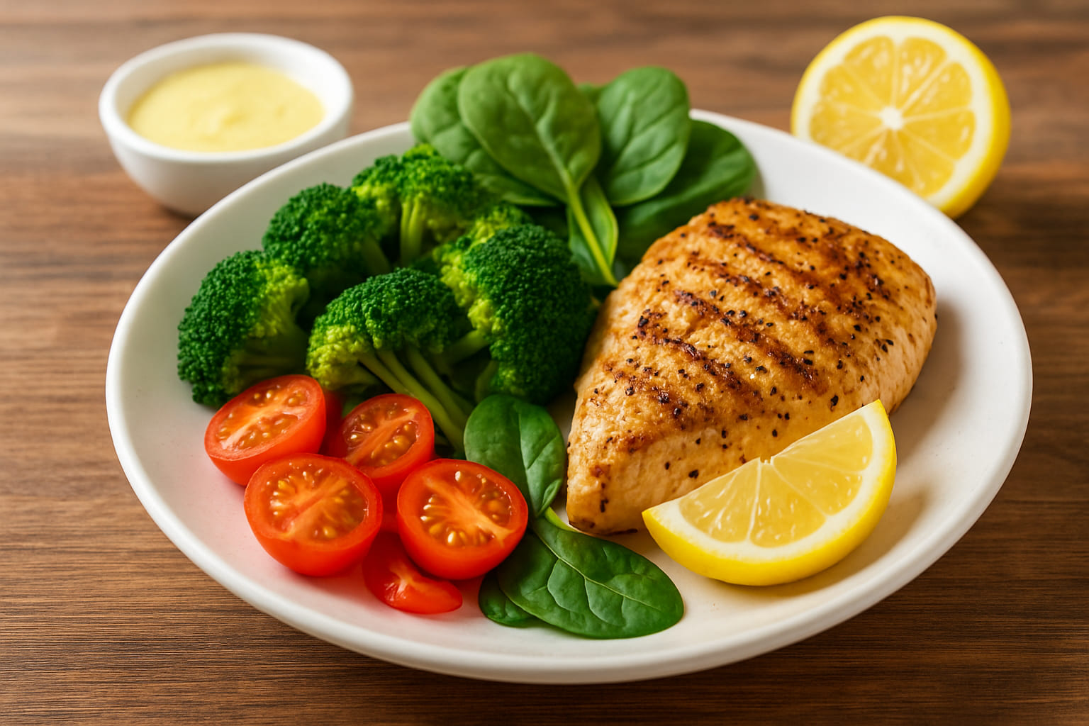 Piatto sano con limone e verdure